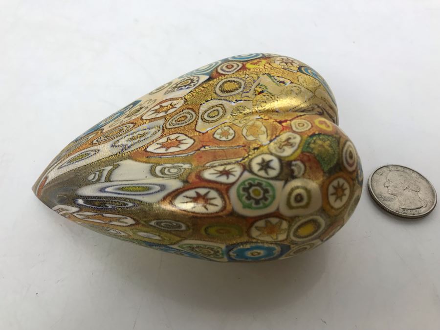 Vetreria Artistica Gambaro & Poggi Murano Art Glass Millefiori Heart Made In Italy 4.5L [Photo 4]