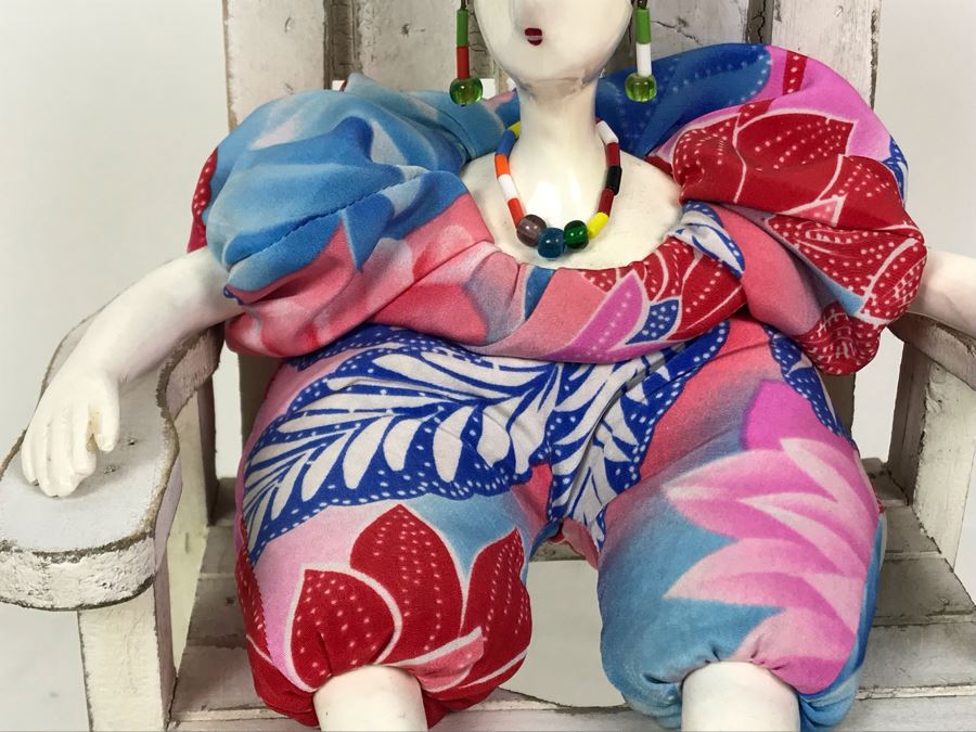 Vintage French Cerri'Art Poupee Porcelain Handmade Pannicum Seed Filled Body Doll With Chair [Photo 5]