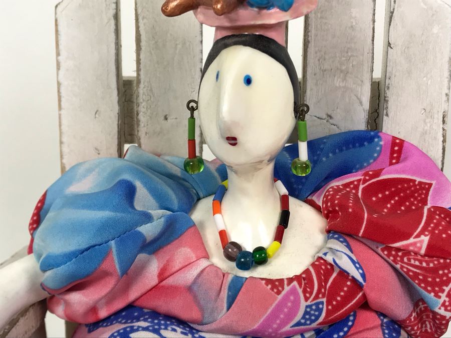 Vintage French Cerri'Art Poupee Porcelain Handmade Pannicum Seed Filled Body Doll With Chair [Photo 3]