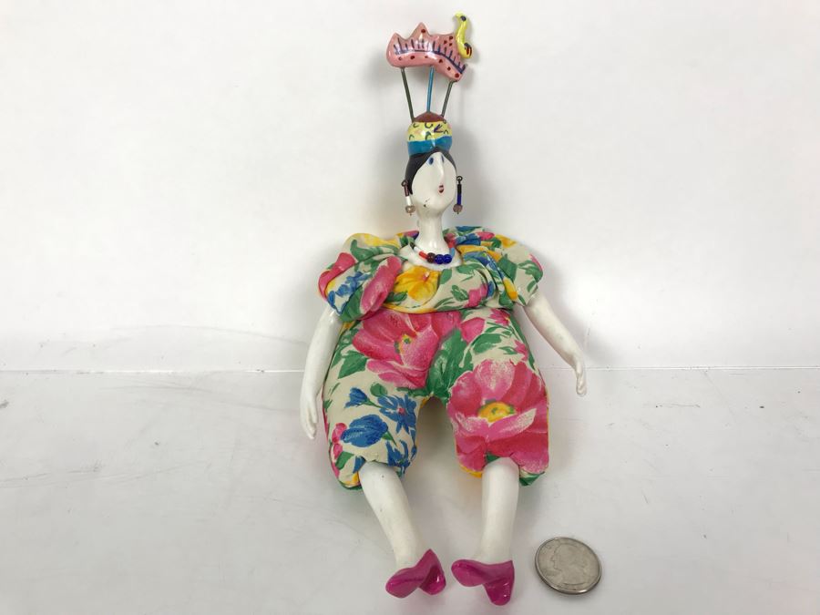 Vintage French Cerri'Art Poupee Porcelain Handmade Pannicum Seed Filled Body Doll