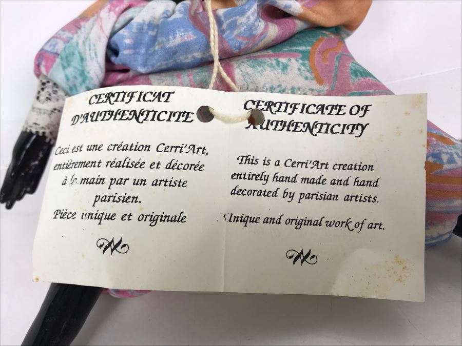 Vintage French Cerri'Art Poupee Porcelain Handmade Pannicum Seed Filled Body Doll With Tags [Photo 10]