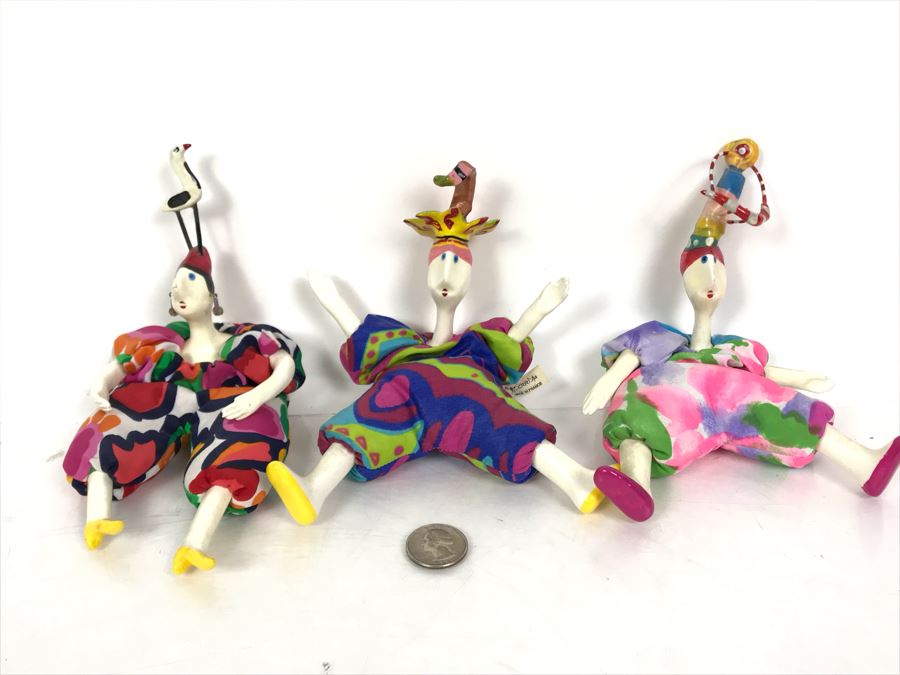 (3) Vintage French Cerri'Art Poupee Porcelain Handmade Pannicum Seed Filled Body Dolls [Photo 2]