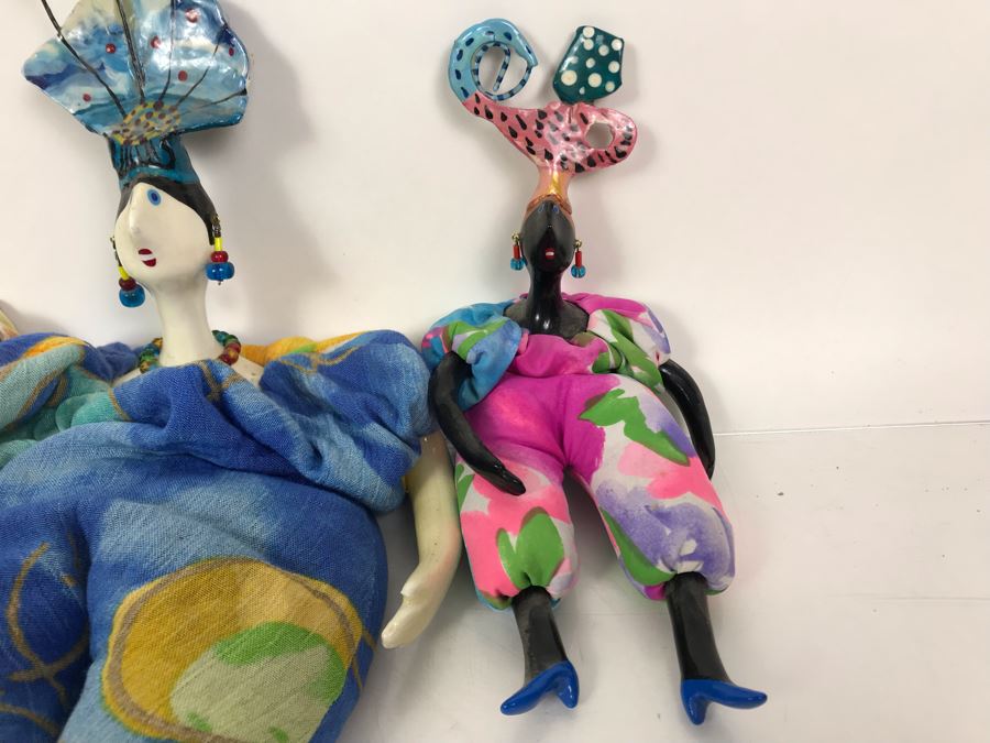 (3) Vintage French Cerri'Art Poupee Porcelain Handmade Pannicum Seed Filled Body Dolls [Photo 9]