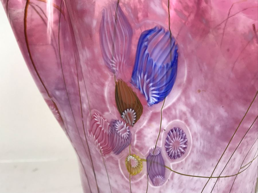 Signed Paul Allen Counts Art Glass Ocean Floor Vase 10.5H X 10W [Photo 5]