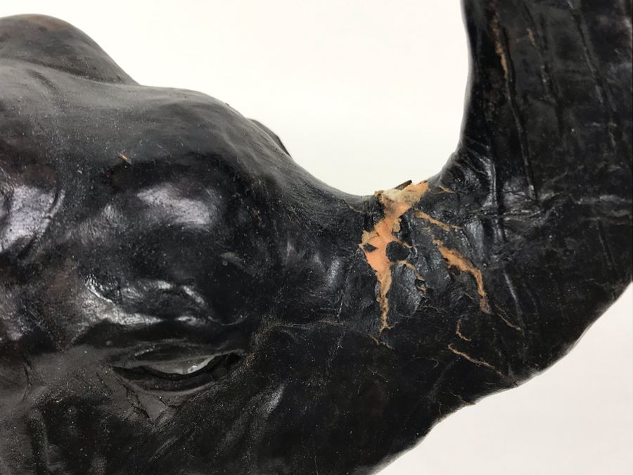 African Lot Featuring A Leather Wrapped Elephant, Carved Wooden Hippopotamus And Kenyan Turned Stone Vase [Photo 13]