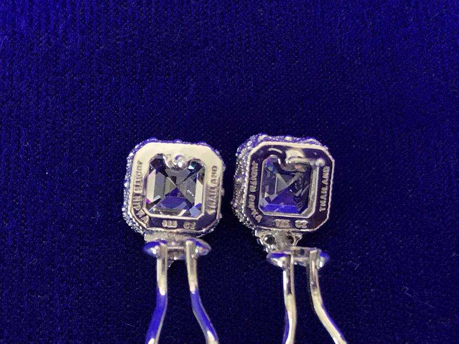 Pair Of Judith Ripka Sterling Silver CZ Bling Earrings 6.7g [Photo 8]