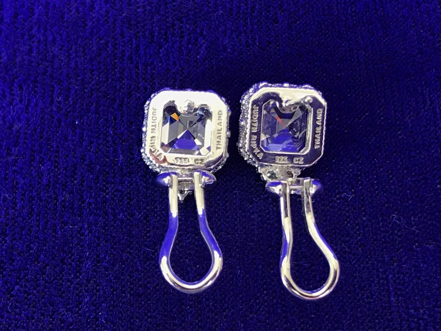 Pair Of Judith Ripka Sterling Silver CZ Bling Earrings 6.7g [Photo 9]