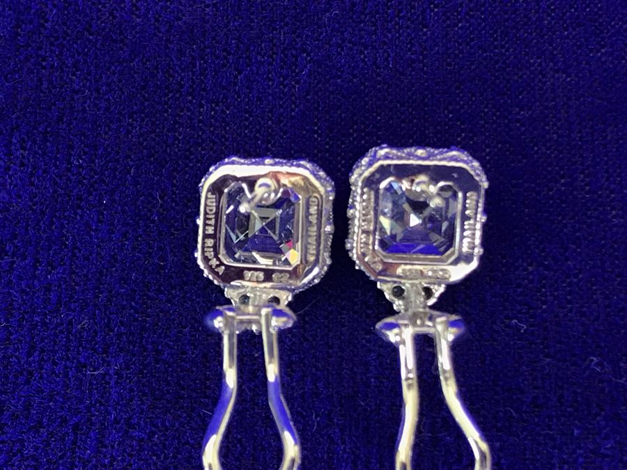 Pair Of Judith Ripka Sterling Silver CZ Bling Earrings 6.7g [Photo 7]