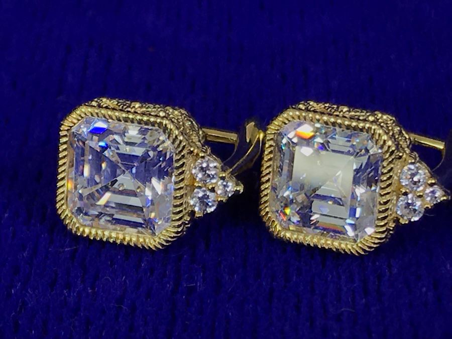 Pair Of Judith Ripka Sterling Silver CZ Bling Earrings 6.9g [Photo 16]