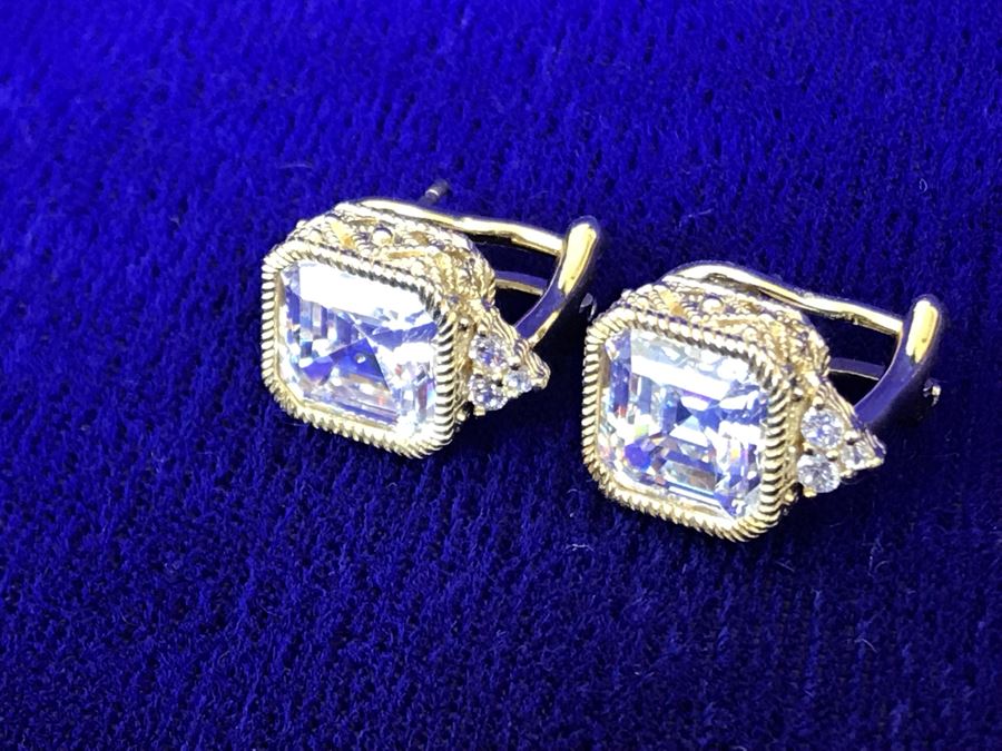 Pair Of Judith Ripka Sterling Silver CZ Bling Earrings 6.9g [Photo 9]