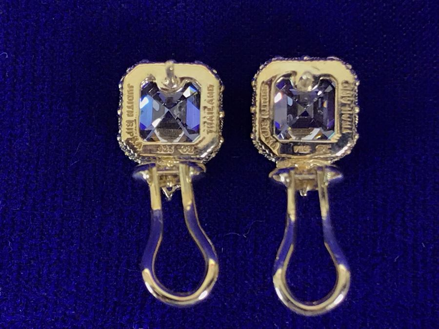 Pair Of Judith Ripka Sterling Silver CZ Bling Earrings 6.9g [Photo 12]