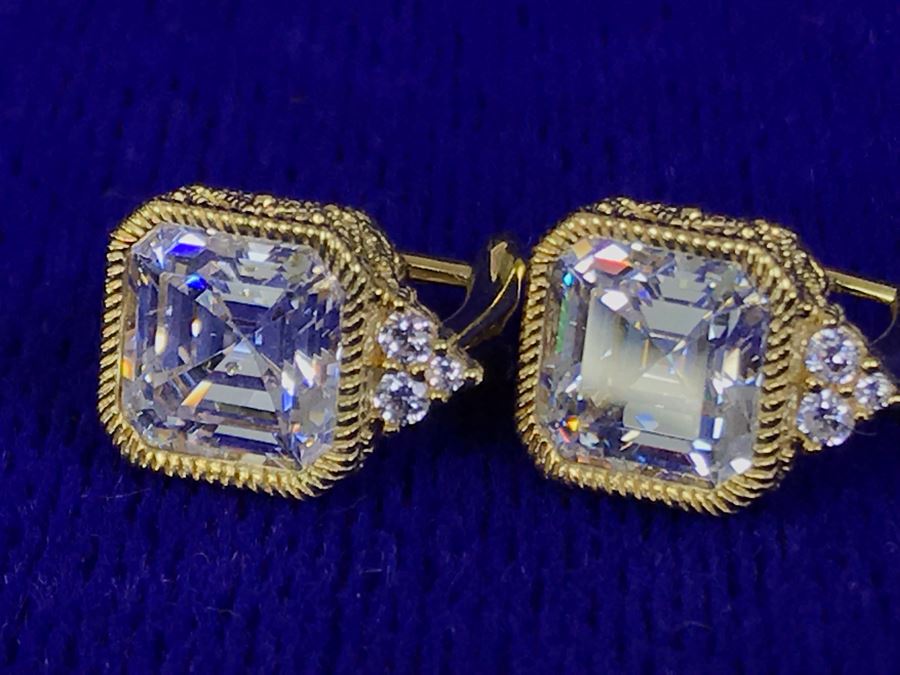 Pair Of Judith Ripka Sterling Silver CZ Bling Earrings 6.9g [Photo 17]