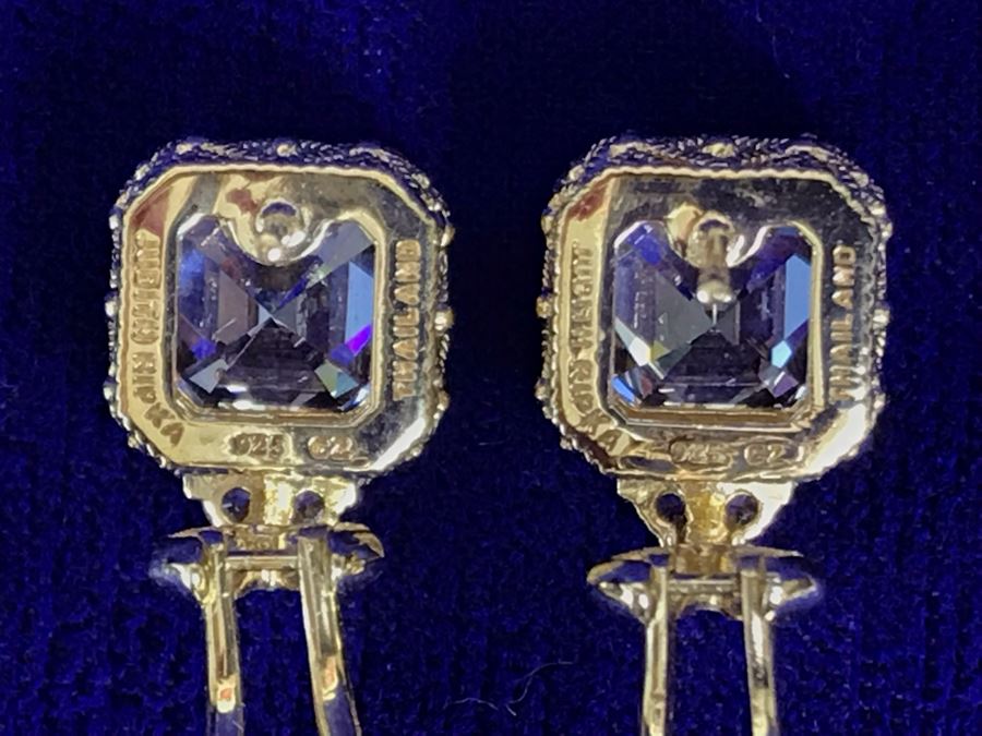 Pair Of Judith Ripka Sterling Silver CZ Bling Earrings 6.9g [Photo 13]