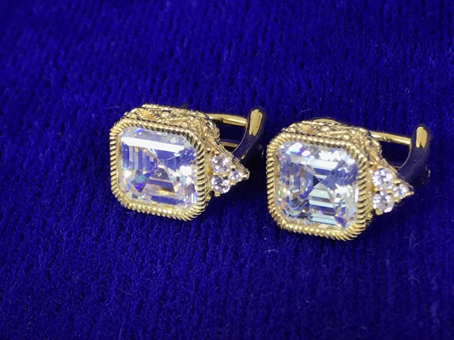Pair Of Judith Ripka Sterling Silver CZ Bling Earrings 6.9g [Photo 10]