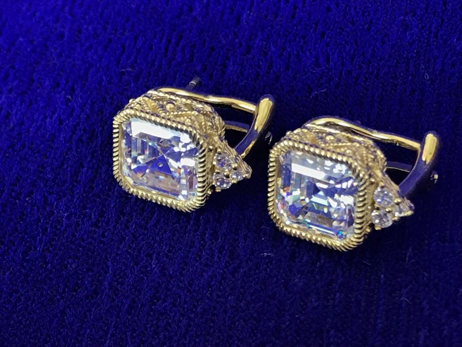 Pair Of Judith Ripka Sterling Silver CZ Bling Earrings 6.9g [Photo 8]
