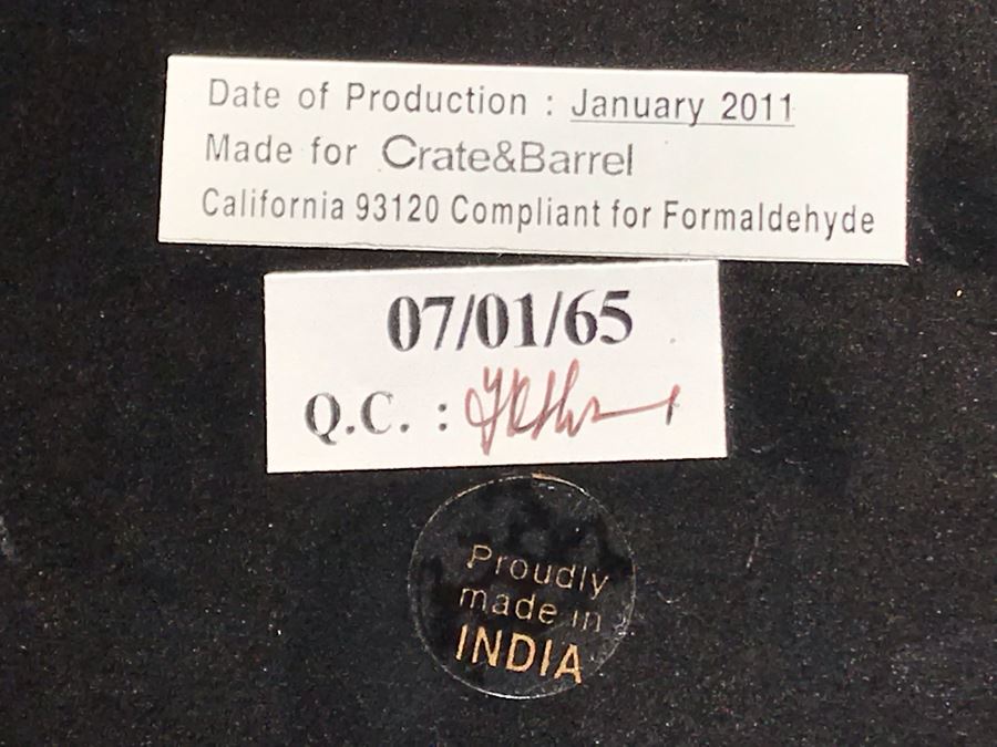 Crate & Barrel Metal Wrapped Top Wooden Industrial Dining Table [Photo 15]