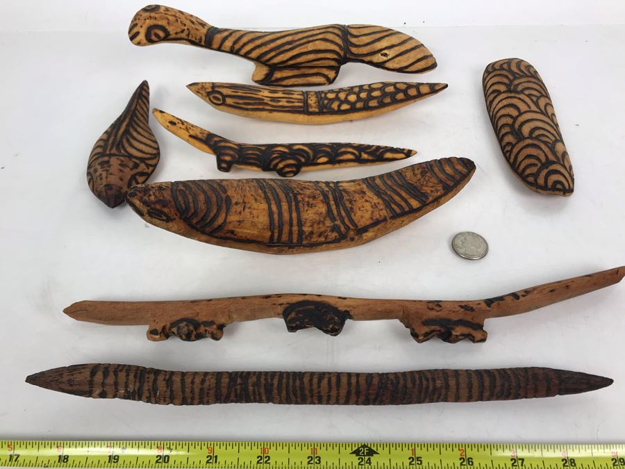 Collection Of Vintage Hand Carved Wooden Aboriginal Australia Figurines Animals Tribal Sculptures [Photo 1]
