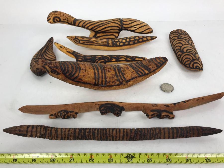 Collection Of Vintage Hand Carved Wooden Aboriginal Australia Figurines Animals Tribal Sculptures [Photo 2]