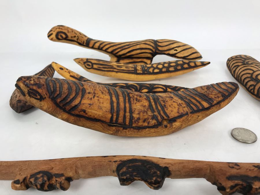 Collection Of Vintage Hand Carved Wooden Aboriginal Australia Figurines Animals Tribal Sculptures [Photo 5]