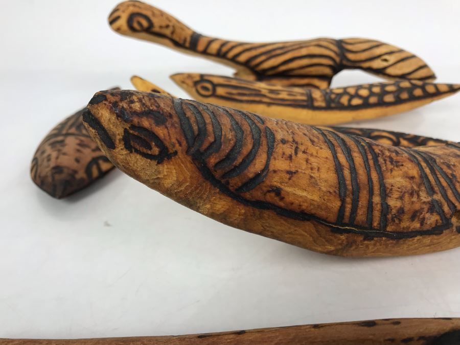 Collection Of Vintage Hand Carved Wooden Aboriginal Australia Figurines Animals Tribal Sculptures [Photo 4]