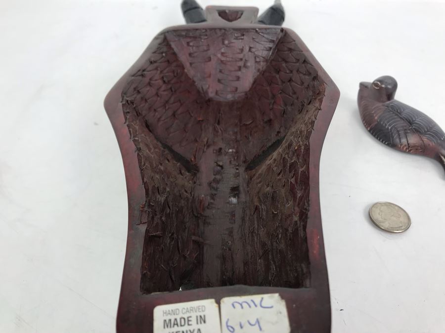 Hand Carved African Animal Mask Wall Hanging Made In Kenya And Hand Carved Signed African Stone Bird Figurine Made In Kenya [Photo 10]