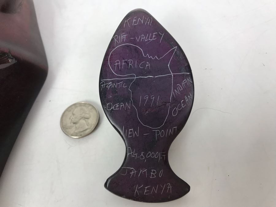 Hand Carved African Animal Mask Wall Hanging Made In Kenya And Hand Carved Signed African Stone Bird Figurine Made In Kenya [Photo 2]