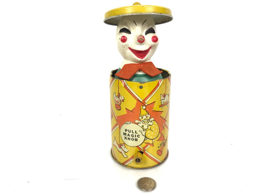 Vintage Pop-Up Clown In A Can Pull Magic Knob From Educational Crafts Co New York NY [Photo 2]