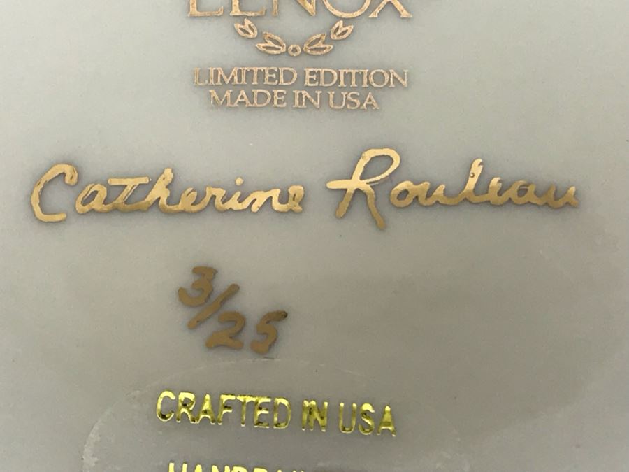 Limited Edition Signed Lenox Hand-Painted Tulip Vase With Certificate 24K Gold Painted Rim And Base By Catherine Rouleau 3 Of 25 7.25H [Photo 6]