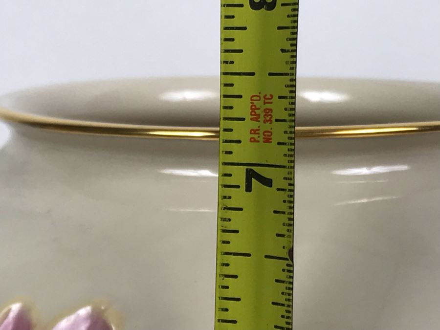 Limited Edition Signed Lenox Hand-Painted Tulip Vase With Certificate 24K Gold Painted Rim And Base By Catherine Rouleau 3 Of 25 7.25H [Photo 7]