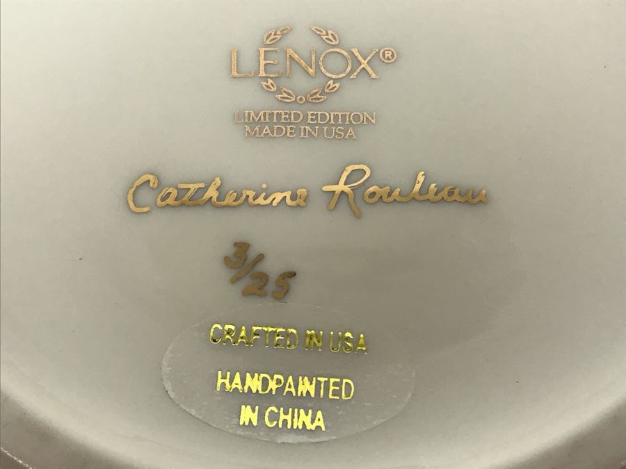 Limited Edition Signed Lenox Hand-Painted Tulip Vase With Certificate 24K Gold Painted Rim And Base By Catherine Rouleau 3 Of 25 7.25H [Photo 5]