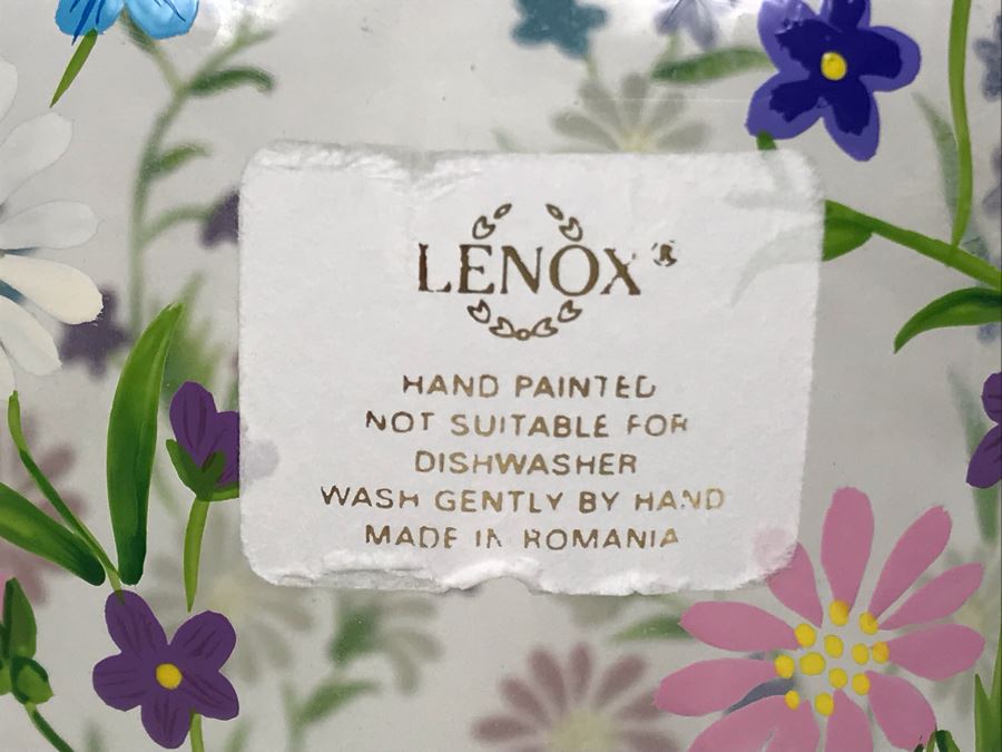 Lenox Hand Painted Glass Vase Made In Romania 8.5H [Photo 2]