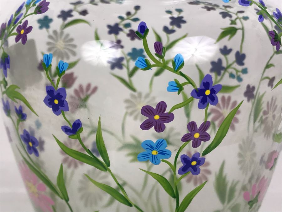 Lenox Hand Painted Glass Vase Made In Romania 8.5H [Photo 4]