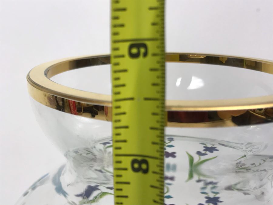 Lenox Hand Painted Glass Vase Made In Romania 8.5H [Photo 7]