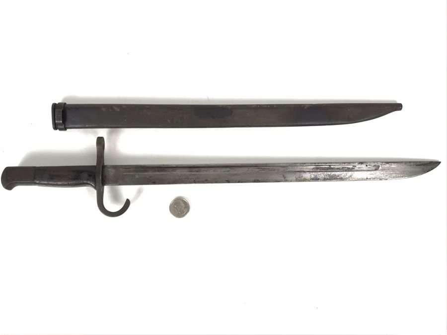 WWII Era Japanese Kokura Bayonet Dagger Fighting Knife With Scabbard [Photo 2]