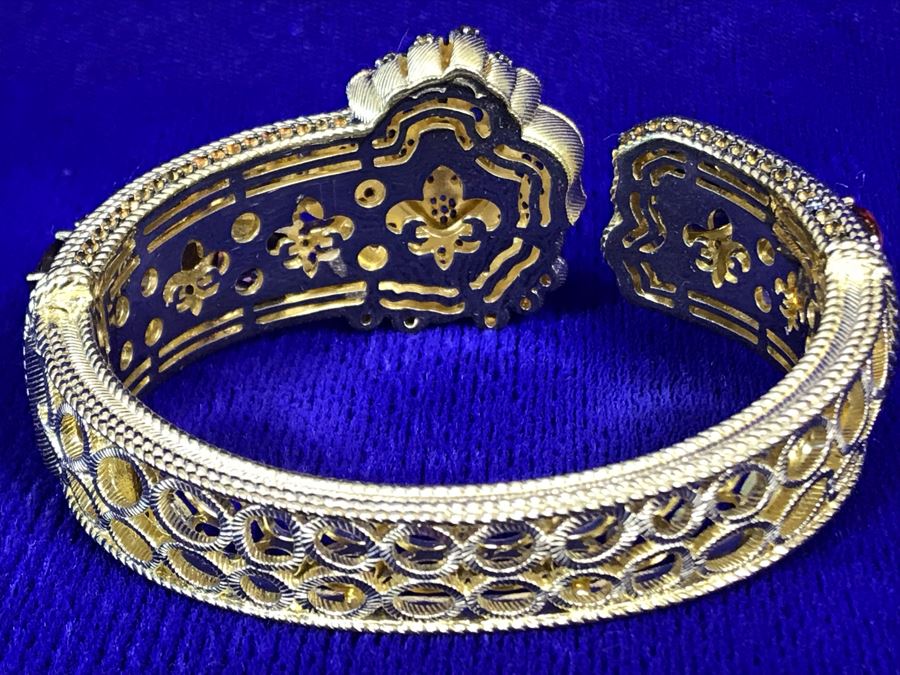 Judith Ripka Sterling And 14K Gold Clad Gemstone Lucas Lion Cuff Bracelet Small Retails $1,299 [Photo 15]