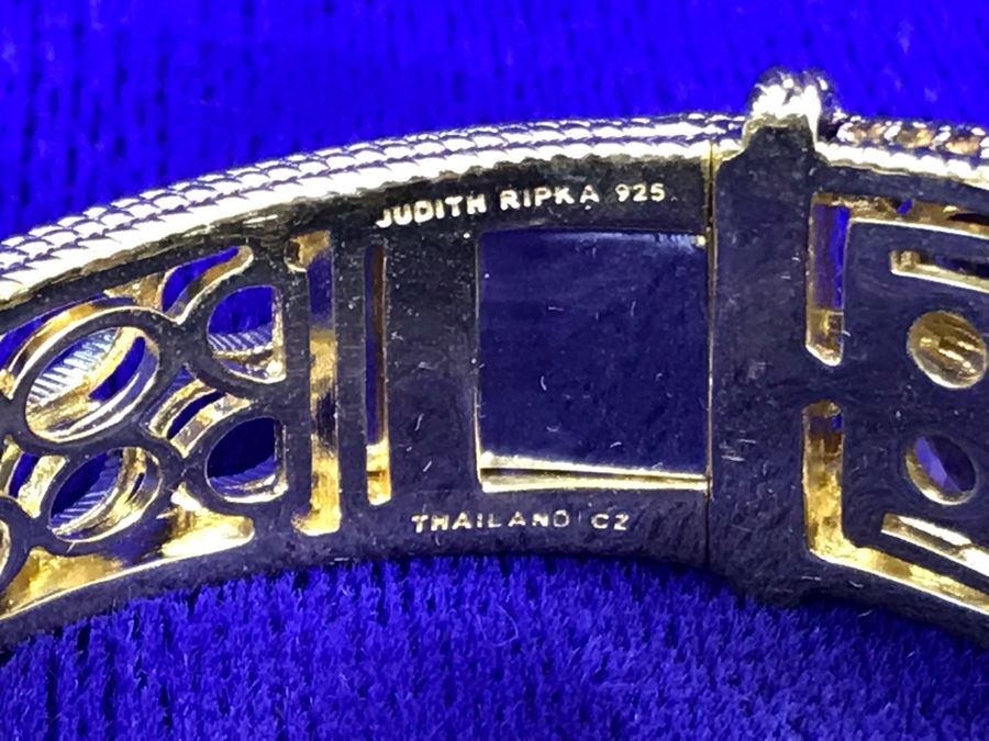 Judith Ripka Sterling And 14K Gold Clad Gemstone Lucas Lion Cuff Bracelet Small Retails $1,299 [Photo 17]