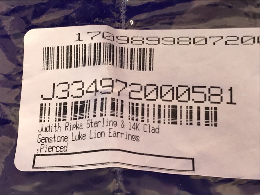 Judith Ripka Sterling And 14K Gold Clad Gemstone Luke Lion Earrings Pierced Retails $658 [Photo 5]