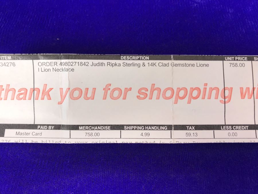 Judith Ripka Sterling And 14K Gold Clad Gemstone Lionel Lion Pendant Necklace Retails $758 [Photo 21]