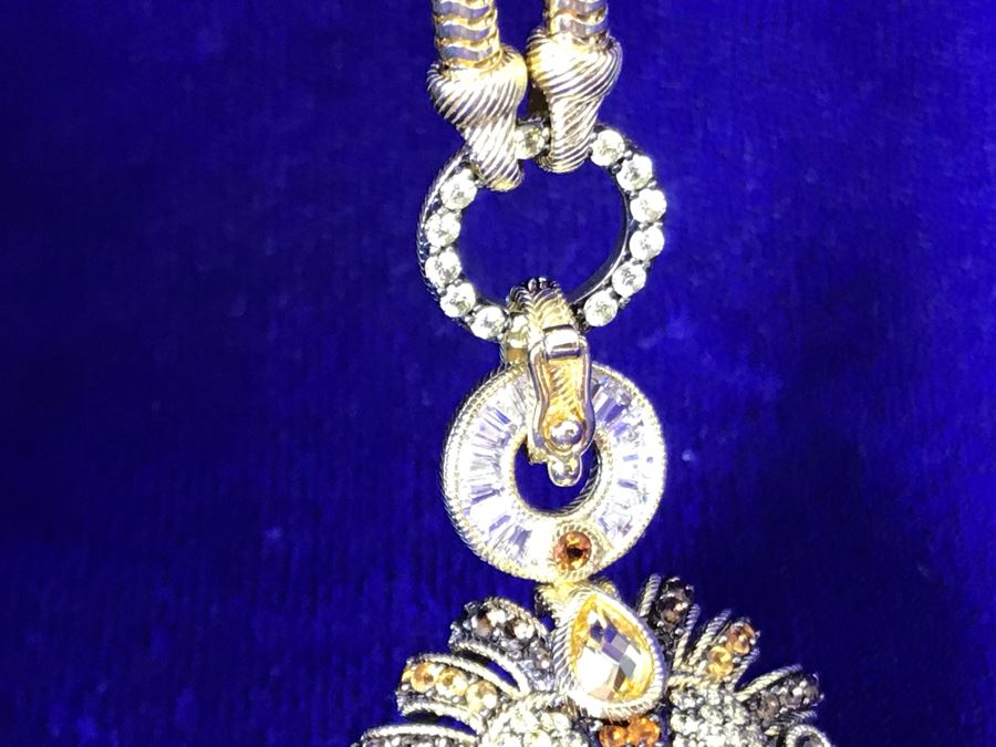 Judith Ripka Sterling And 14K Gold Clad Gemstone Lionel Lion Pendant Necklace Retails $758 [Photo 11]