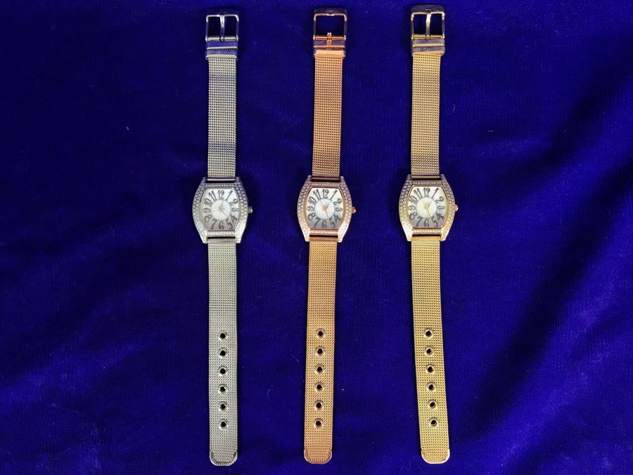 (3) New DMQ CZ Watches In Silver, Gold And Bronze [Photo 3]