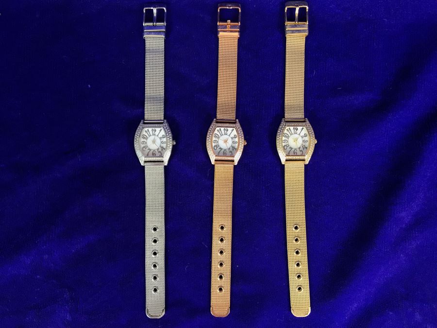 (3) New DMQ CZ Watches In Silver, Gold And Bronze [Photo 1]