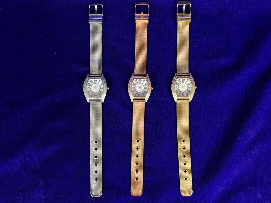 (3) New DMQ CZ Watches In Silver, Gold And Bronze [Photo 1]