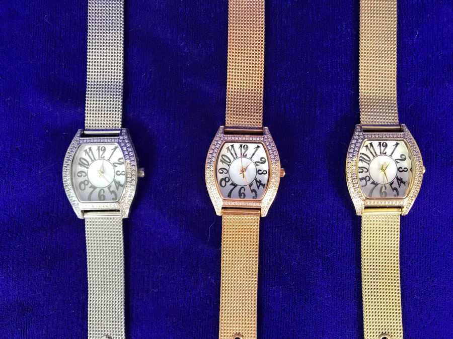 (3) New DMQ CZ Watches In Silver, Gold And Bronze [Photo 4]