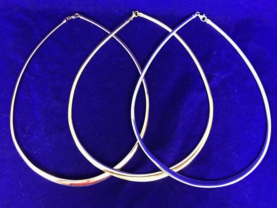 (3) New Sterling Silver Milor Italy Necklaces 62g TW [Photo 4]