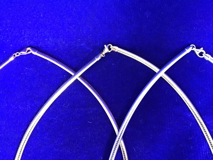 (3) New Sterling Silver Milor Italy Necklaces 62g TW [Photo 5]