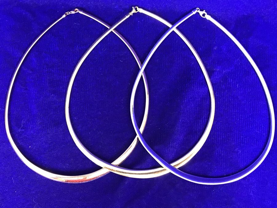 (3) New Sterling Silver Milor Italy Necklaces 62g TW [Photo 1]