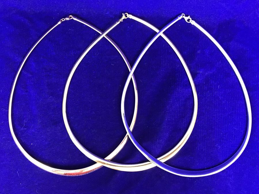 (3) New Sterling Silver Milor Italy Necklaces 62g TW [Photo 3]