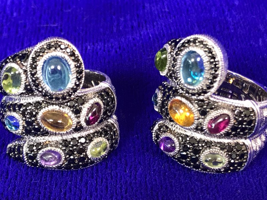 Pair Of Judith Ripka Rings Size 8 34.9g TW [Photo 7]
