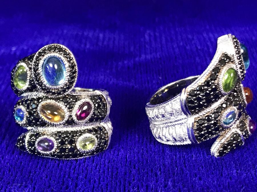 Pair Of Judith Ripka Rings Size 8 34.9g TW [Photo 8]