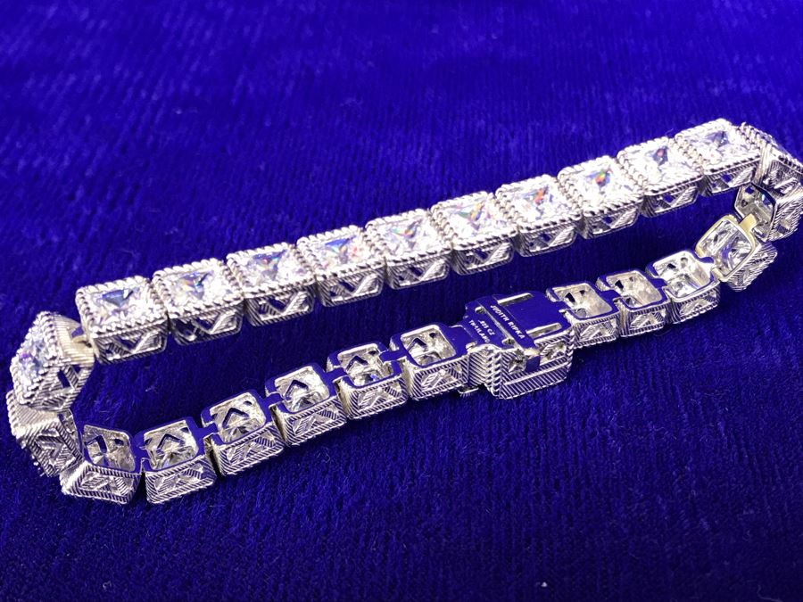 Judith Ripka Sterling Silver CZ Bracelet 25.8g [Photo 10]